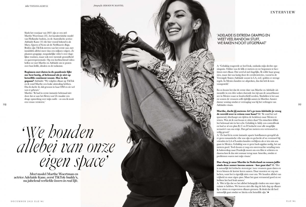 Adelaide Kane Marthe Woertman Elle Magazine Netherlands December
