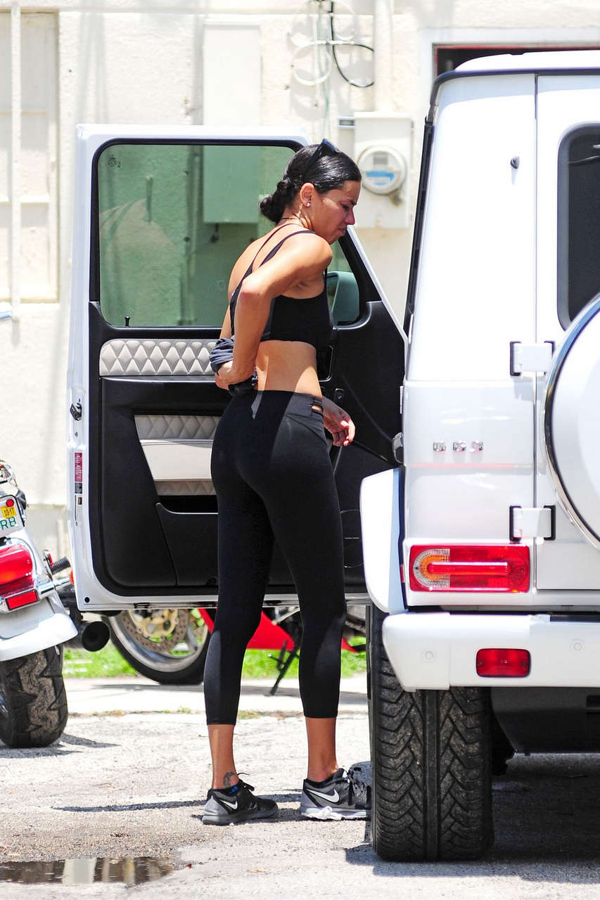 Adriana Lima Leaves 5th Street Gym Miami Beach