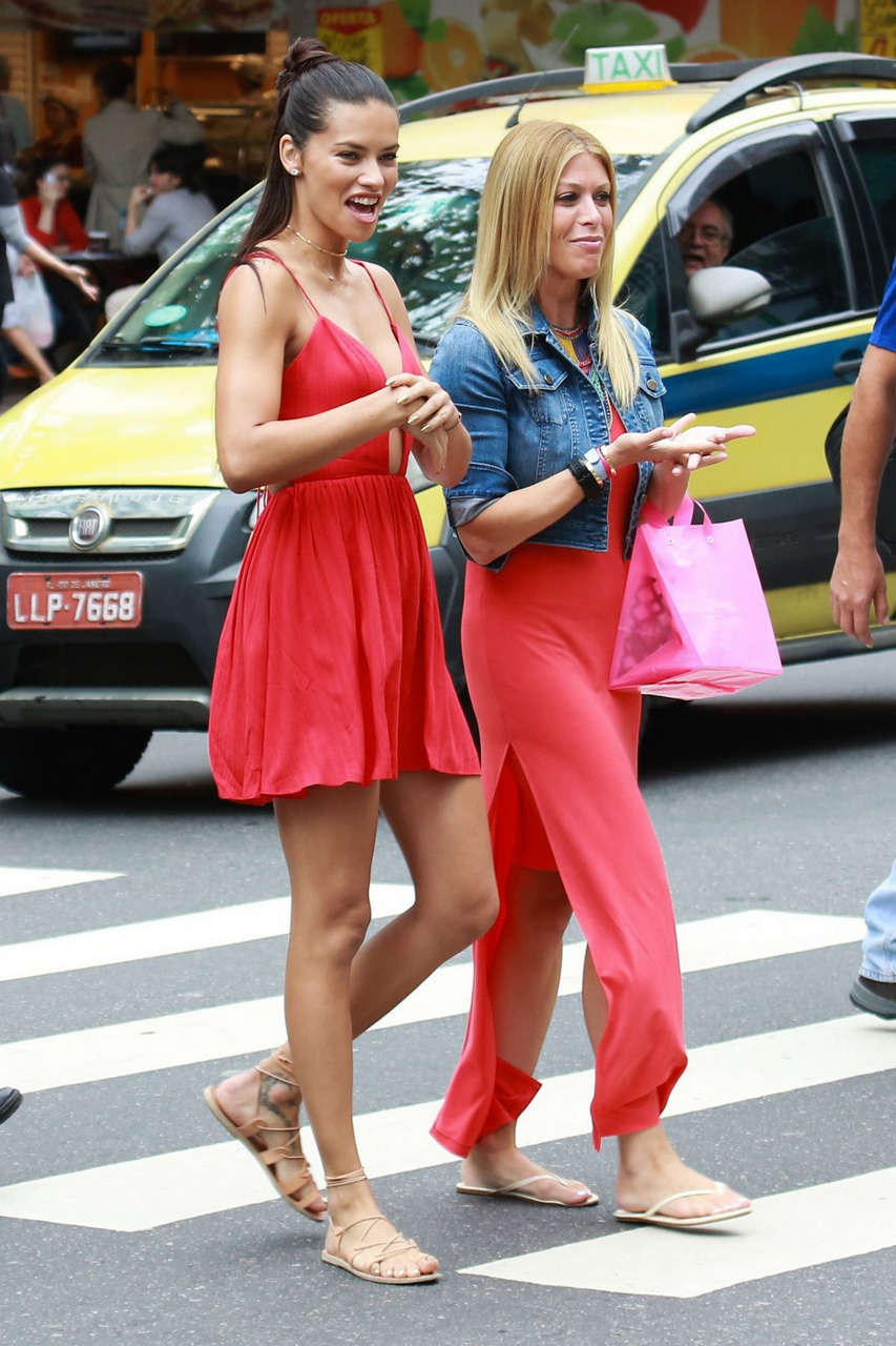 Adriana Lima Red Dress Out Rio De Janeiro