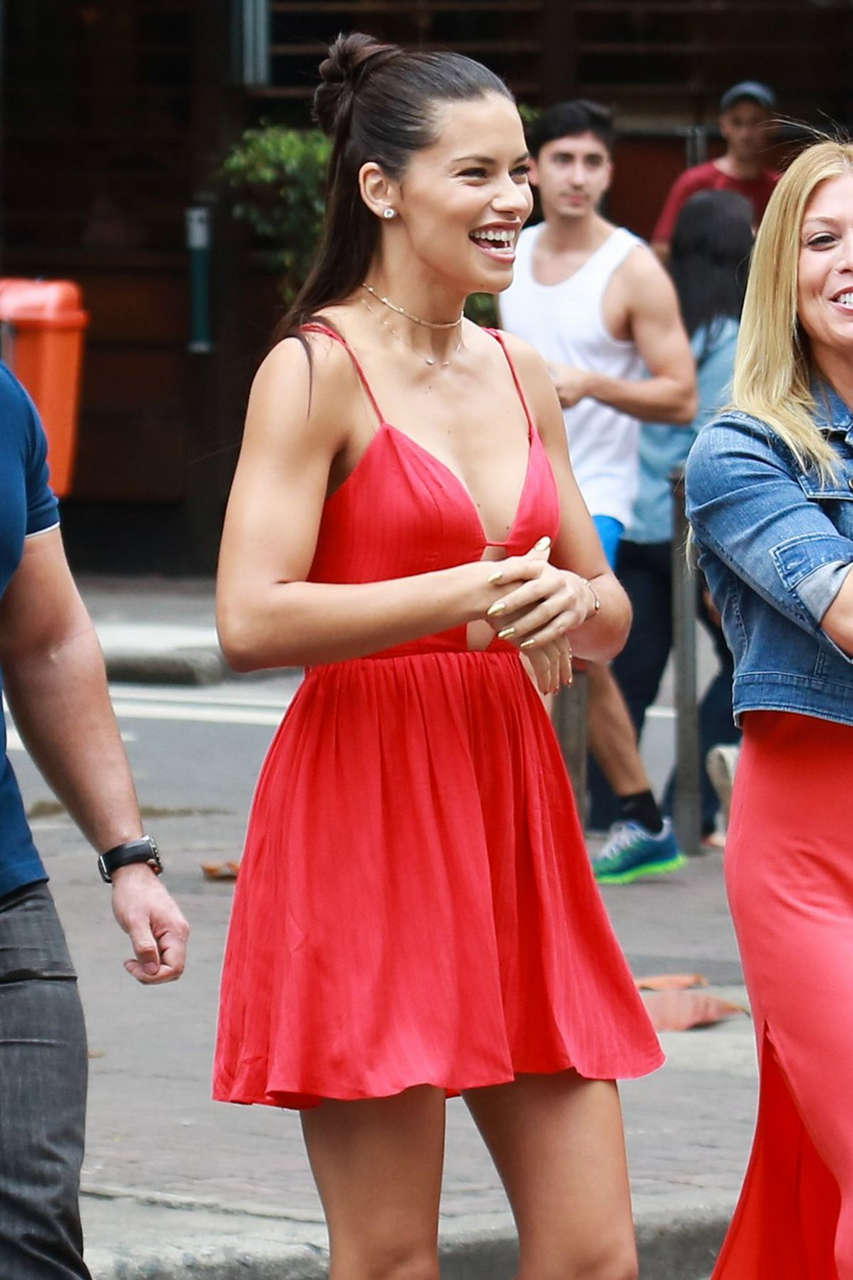 Adriana Lima Red Dress Out Rio De Janeiro