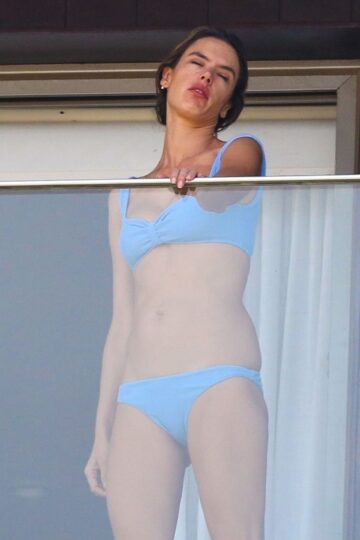 Alessandra Ambrosio Bikini Hotel Balcony Rio