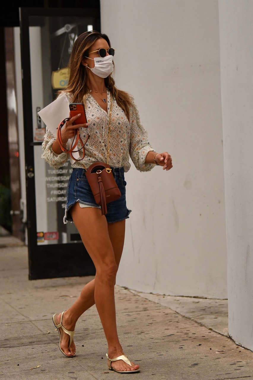 Alessandra Ambrosio Denim Shorts Out Brentwood