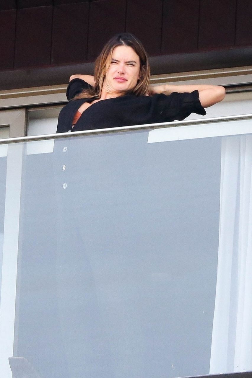 Alessandra Ambrosio On Her Hotel Balcony Rio De Janeiro