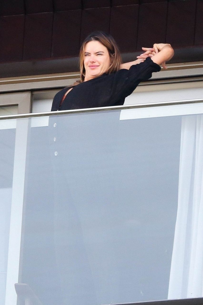 Alessandra Ambrosio On Her Hotel Balcony Rio De Janeiro