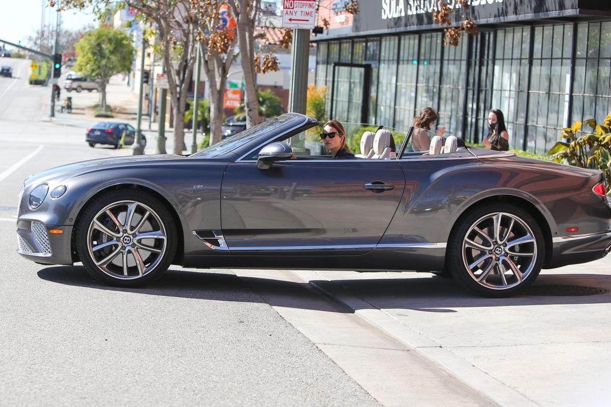 Alessandra Ambrosio Out Driving Her New Bentley Convertible Brentwood