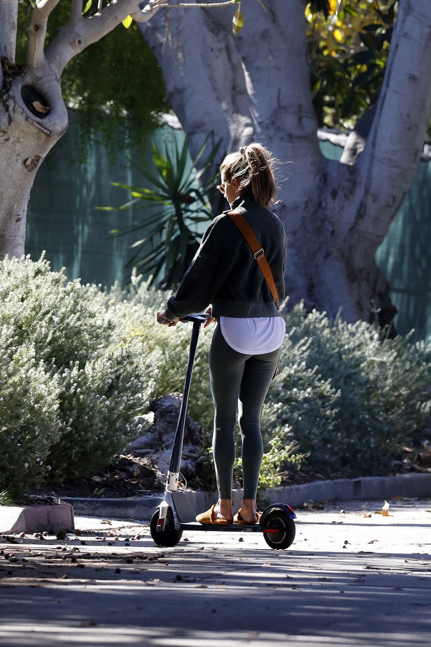 Alessandra Ambrosio Out Riding Scooter Santa Monica