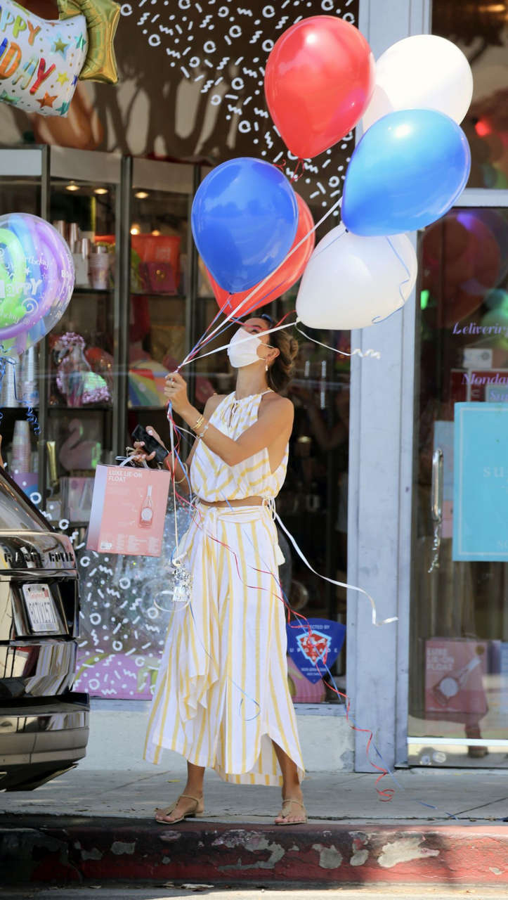 Alessandra Ambrosio Out Shopping For Colorful Balloons Los Angeles