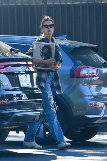 Alessandra Ambrosio Ripped Denim Out Los Angeles
