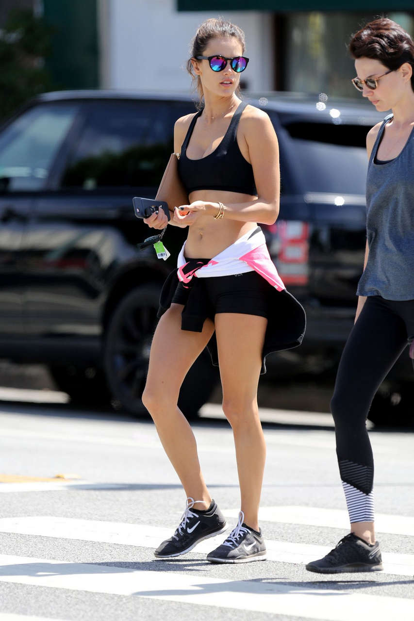 Alessandra Ambrosio Tank Top Shorts Out Los Angeles