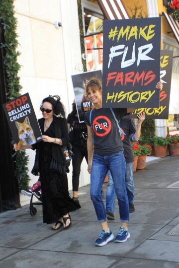 Alexandra Paul Anti Fur Protest Rodeo Drive Beverly Hills