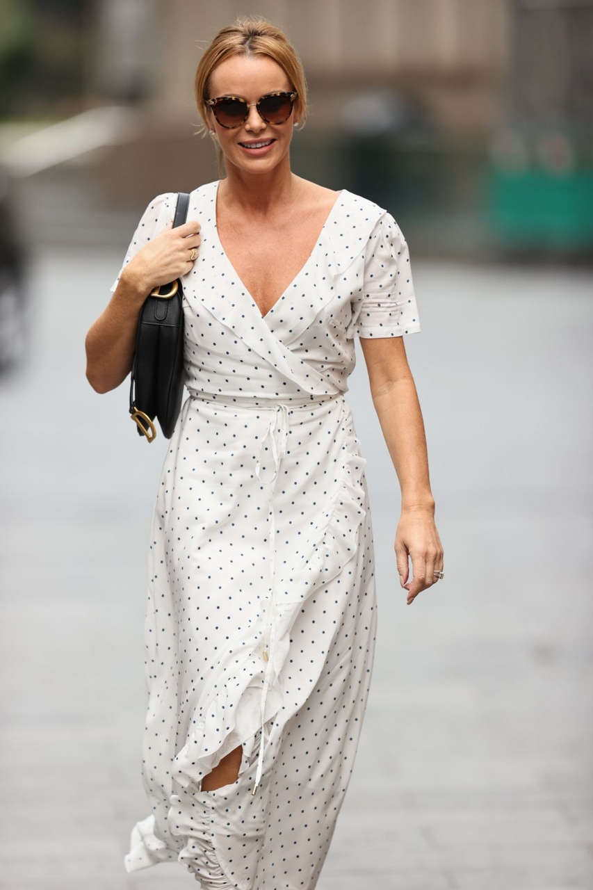 Amanda Holden White Polka Dot Dress Arrives Heart Radio London