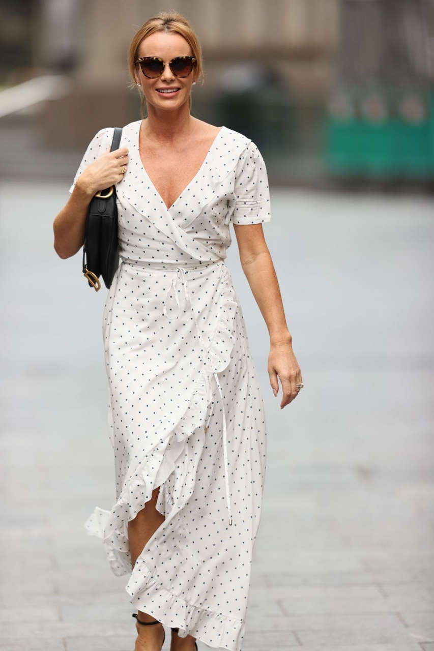 Amanda Holden White Polka Dot Dress Arrives Heart Radio London