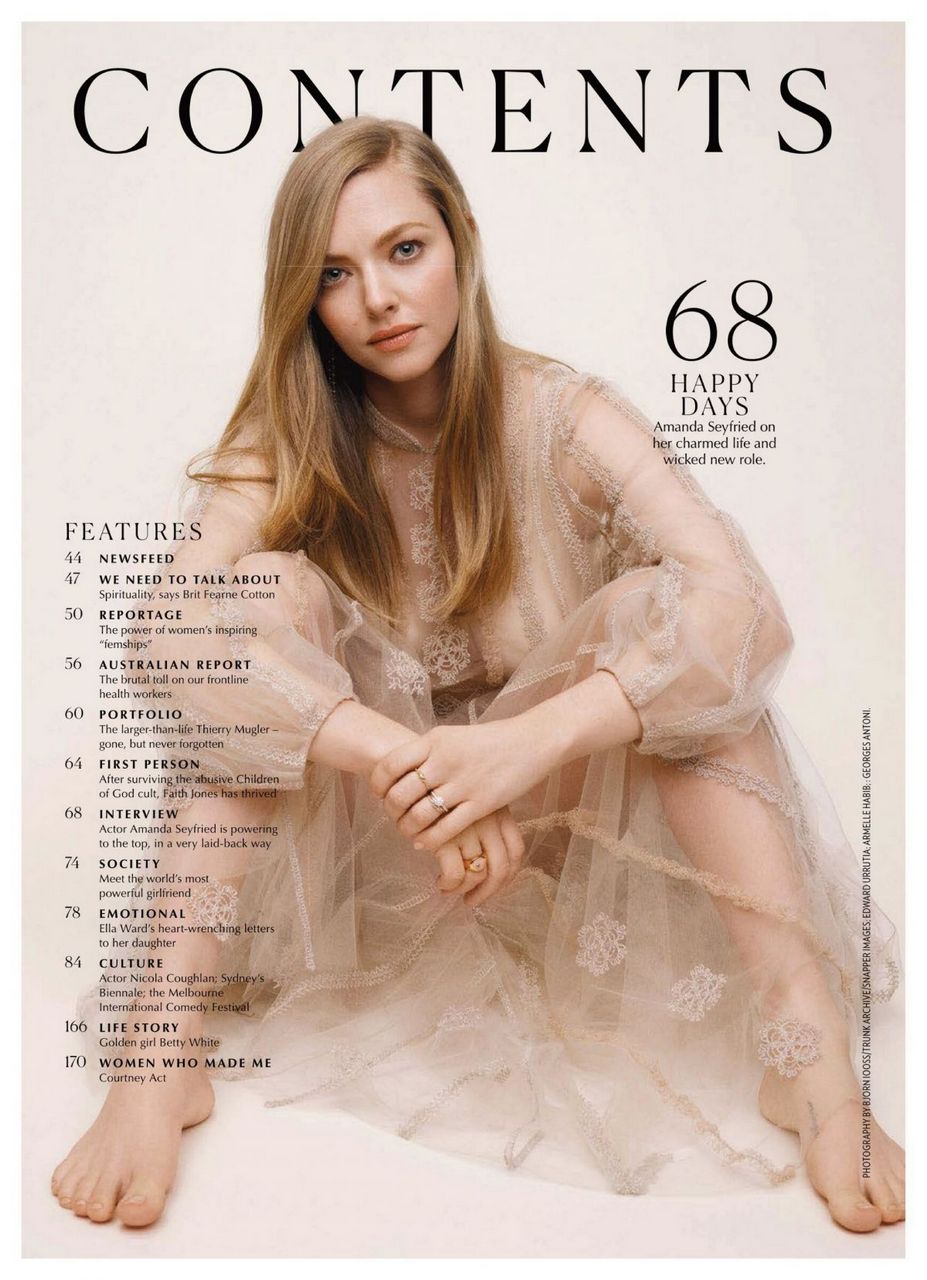 Amanda Seyfried Marie Claire Magazine Australia April