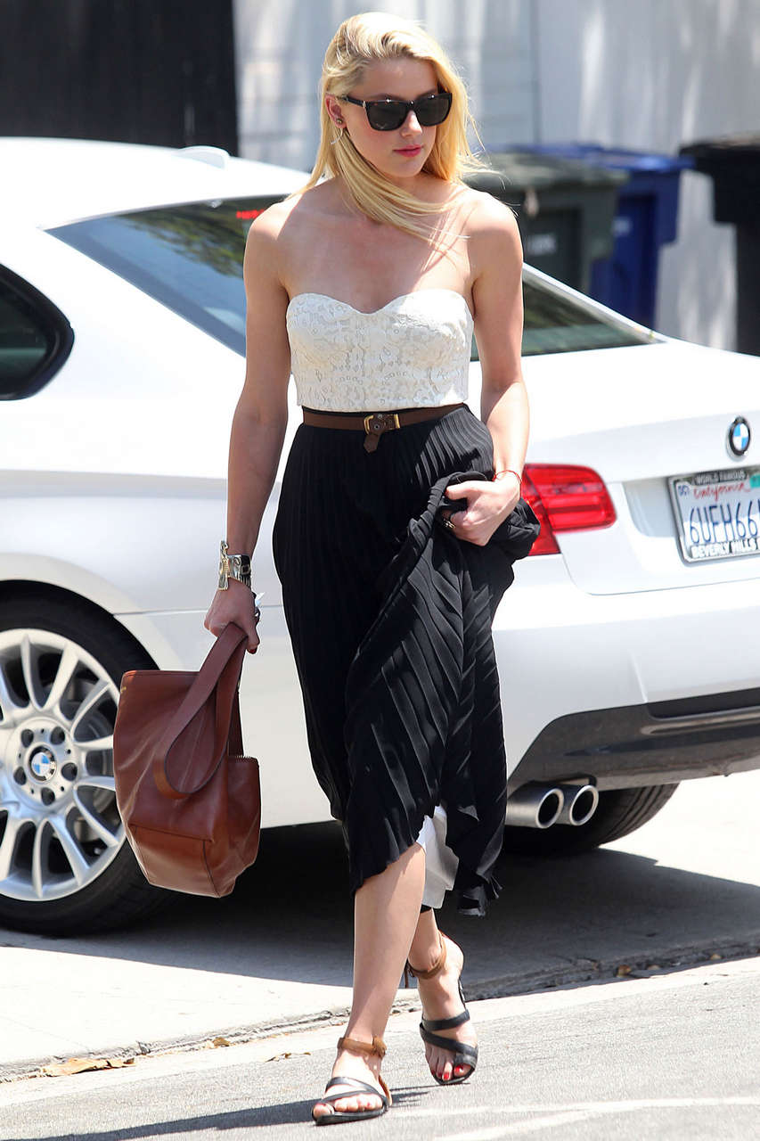 Amber Heard White Top Out About Los Angeles