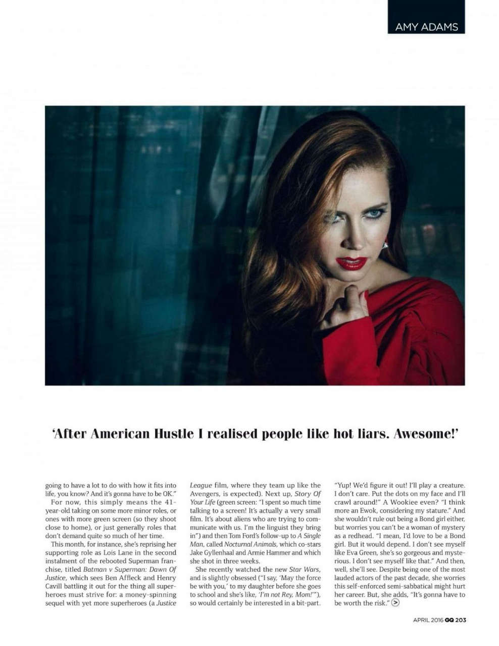 Amy Adams Gq Magazine Uk April 2016 Issue