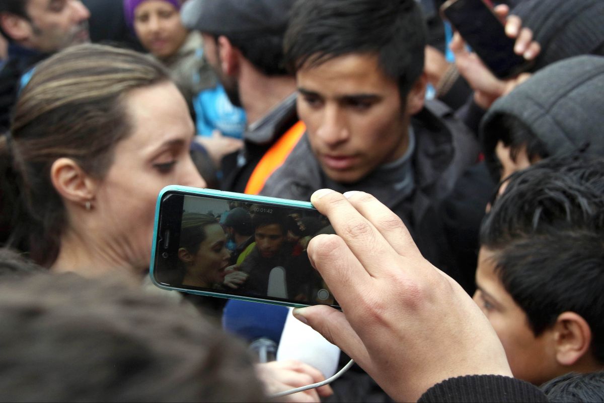 Angelina Jolie Piraeus Greece With Syrian Refugees