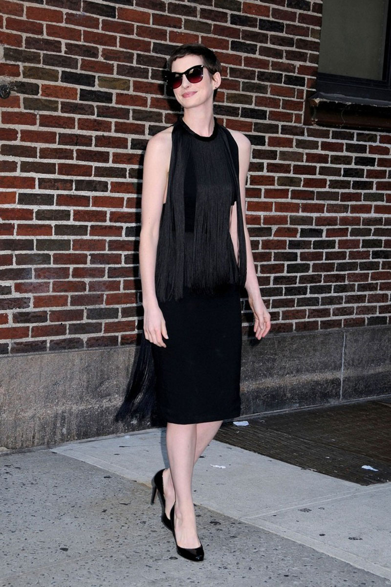 Anne Hathaway Arrives Late Show With David Letterman New York