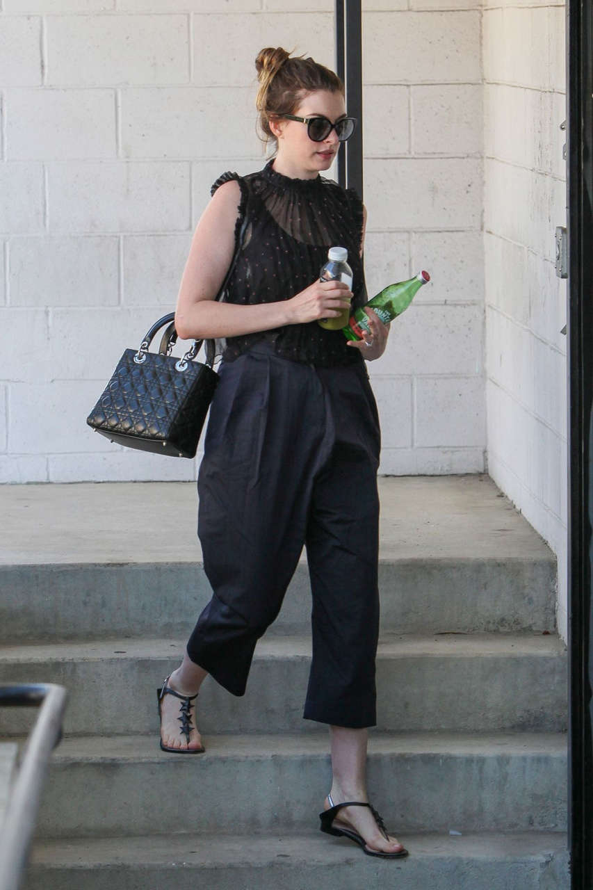 Anne Hathaway Arrives Recording Studio Studio City
