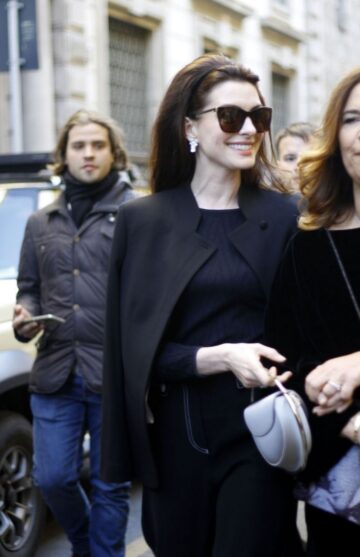 Anne Hathaway Out Milan Fashion Week