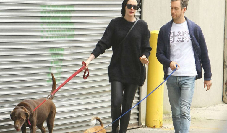 Anne Hathaway Walks Her Dogs Out New York (15 photos)