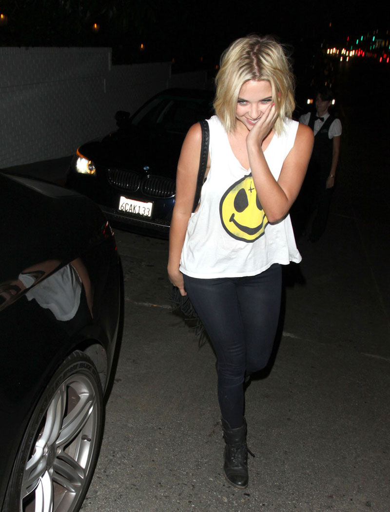 Ashley Benson Stumbles As She Leaves Chateau Marmont West Hollywood