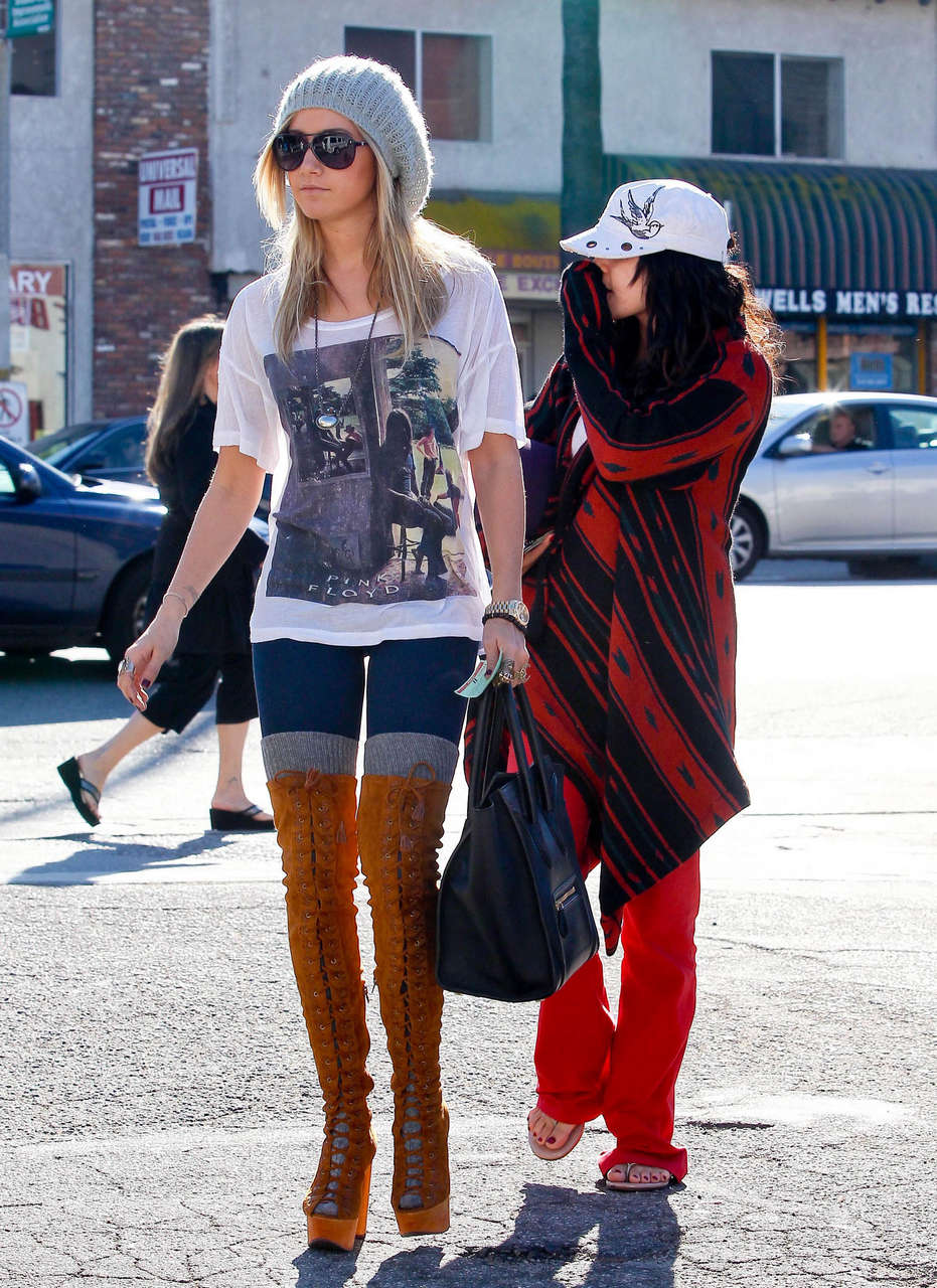 Ashley Tisdale In Funky Boots Goes To Shopping In Beverly Hills