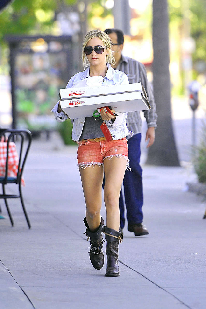Ashley Tisdale Leggy Candids Getting Pizzas Toluca Lake