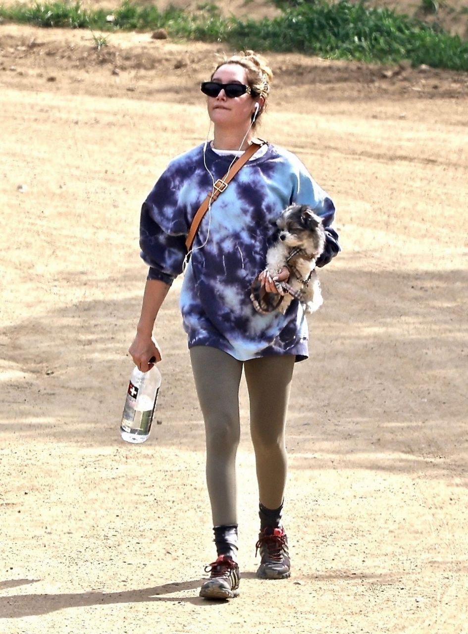 Ashley Tisdale Out Hiking With Her Dog Los Feliz