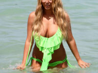 Aubrey Oday Green Bikini Beach Miami