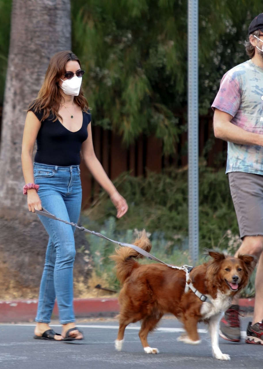 Aubrey Plaza Jeff Baena Out With Their Dogs Los Angeles
