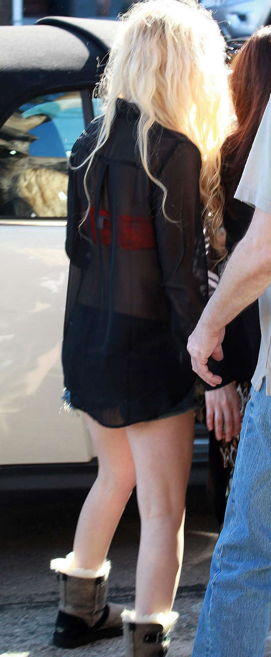 Avril Lavigne Ripped Denim Shorts Out Loa Angeles