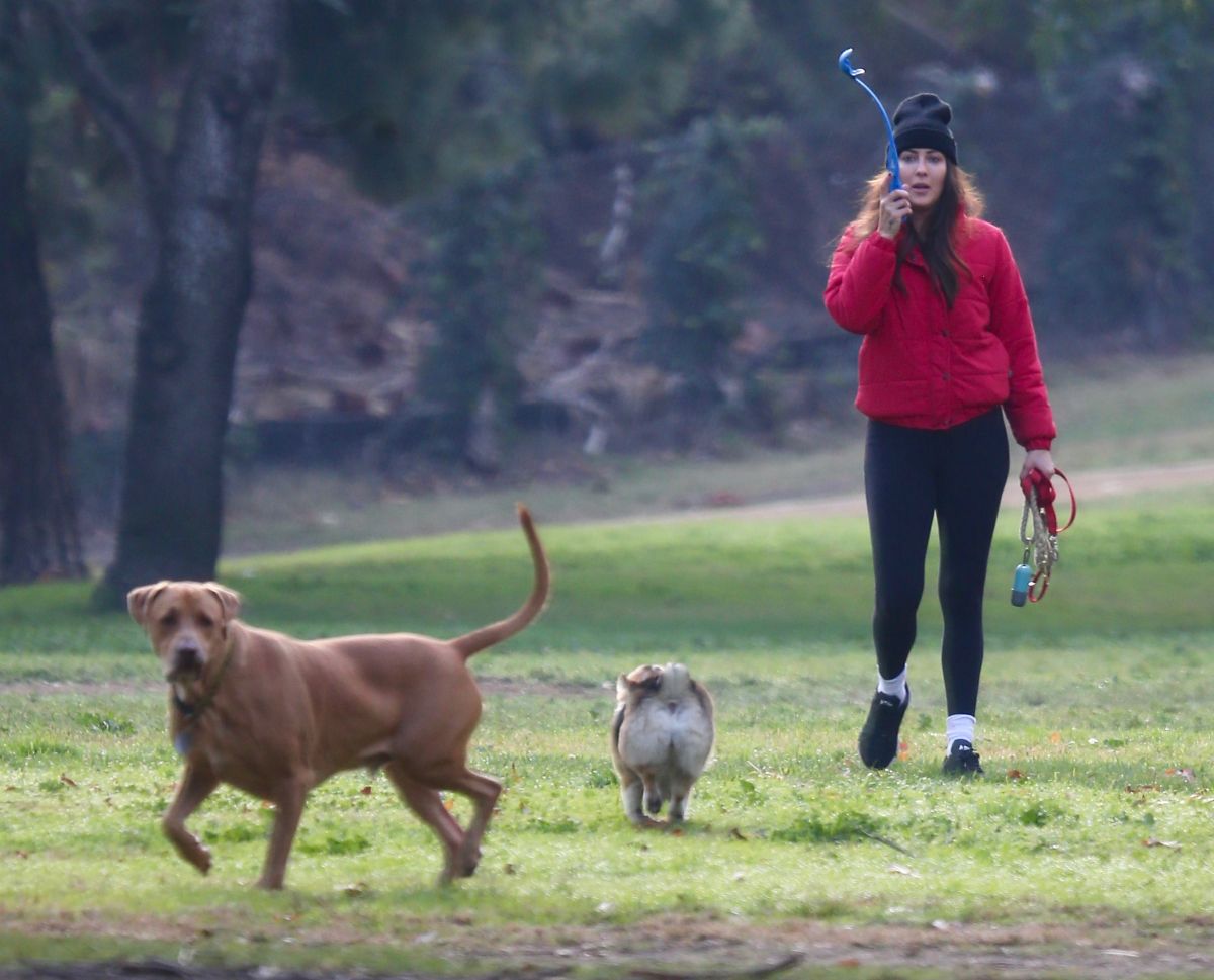 Becca Kufrin Out With Her Dogs Dog Park Los Angeles