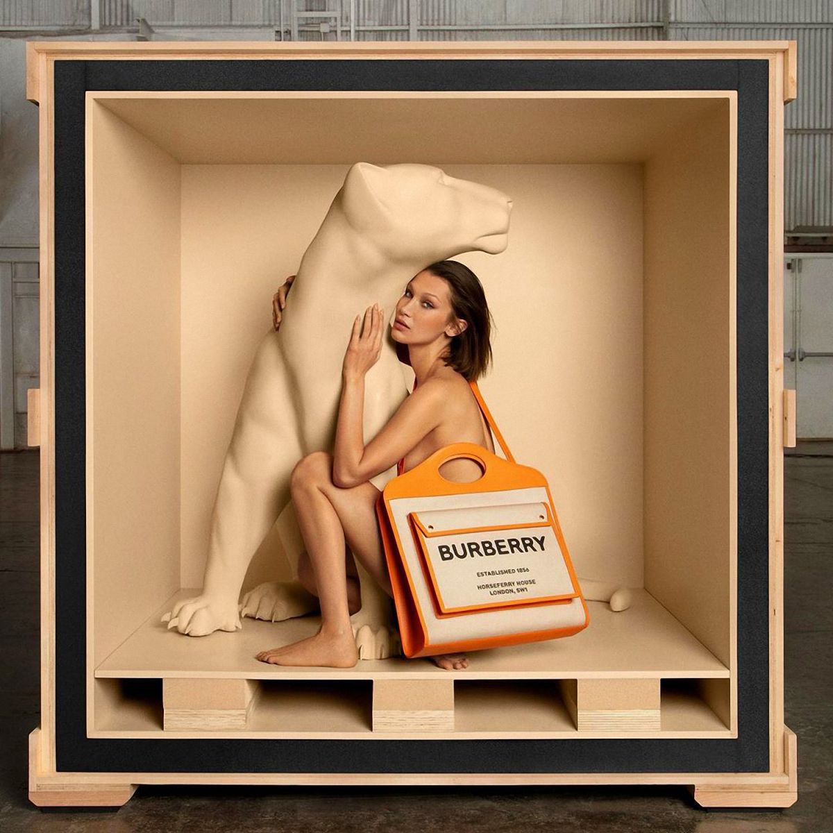 Bella Hadid For Burberrys Pocket Bag Campaign August