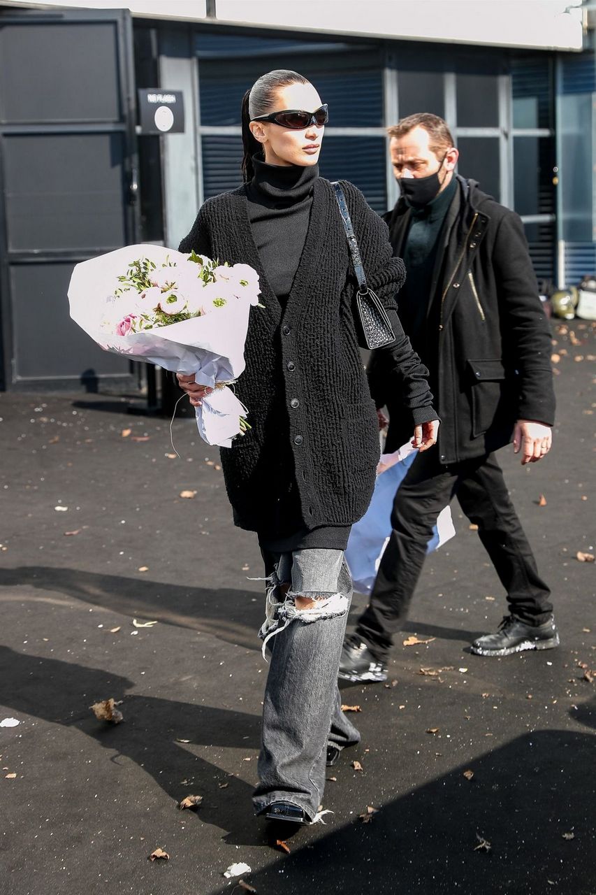 Bella Hadid Leaves Balenciaga Fall Winter 2022 2023 Fashion Show Paris