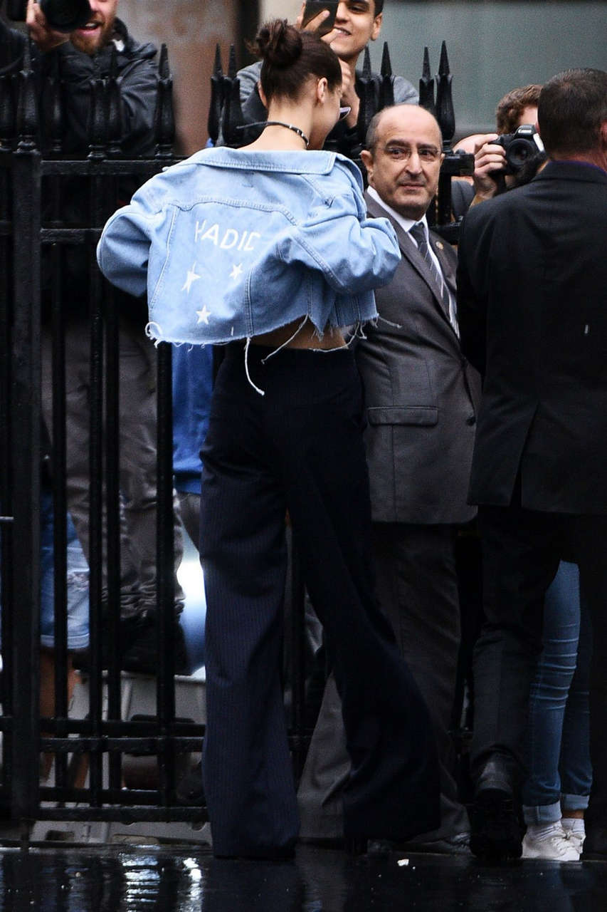 Bella Hadid Leaves Versace Show Paris