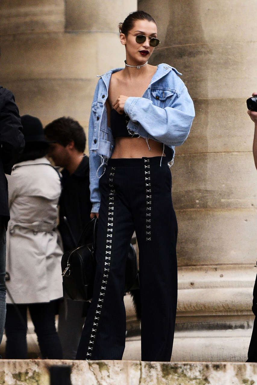 Bella Hadid Leaves Versace Show Paris