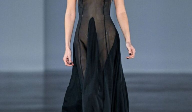 Bella Hadid Walks Runway Ludovic De Saint Sernin Fashion Show Paris (7 photos)