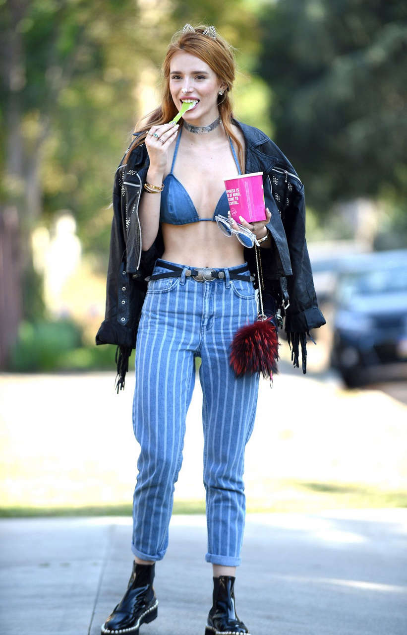 Bella Thorne Bikini Top Out Beverly Hills