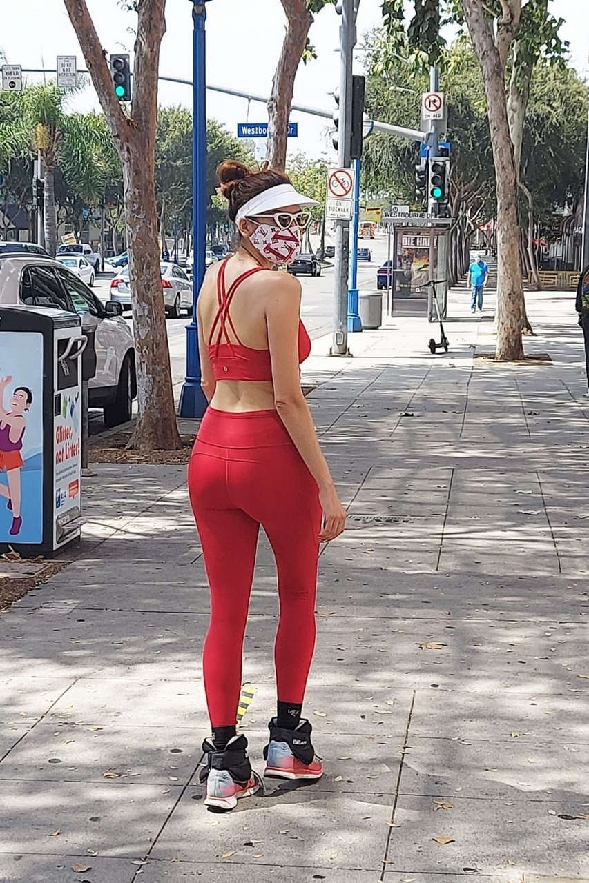 Blanca Blanco Red Leggings Sports Bra Out Los Angeles