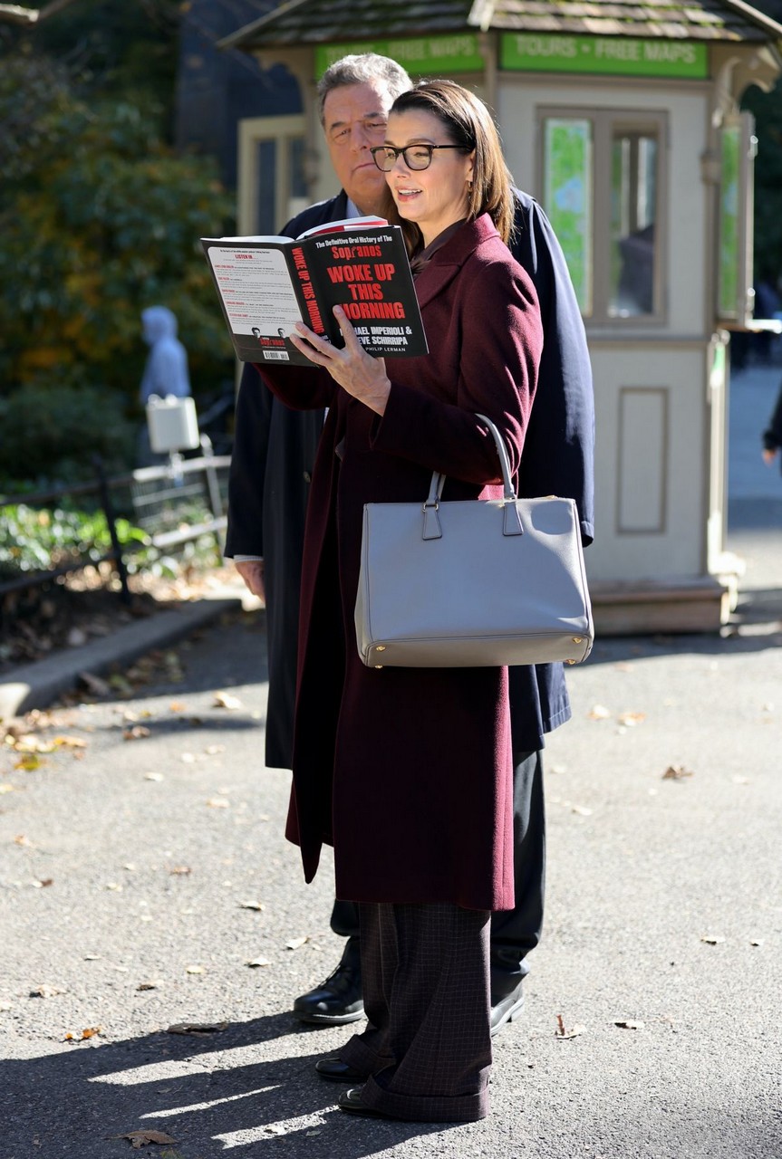 Bridget Moynahan During Break From Filming Scene Blue Bloods Set Central Park