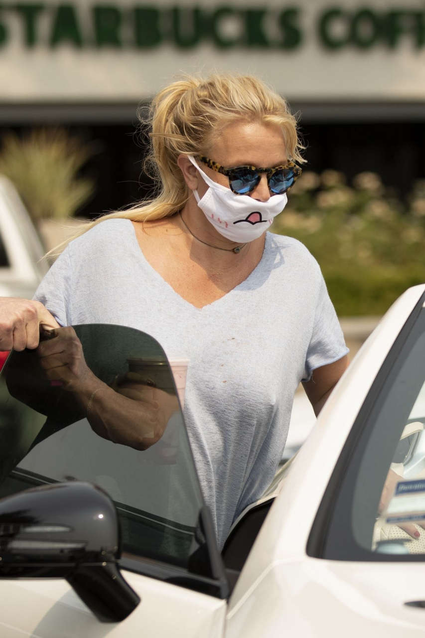 Britney Spears Wearing Mask Out Calabasas