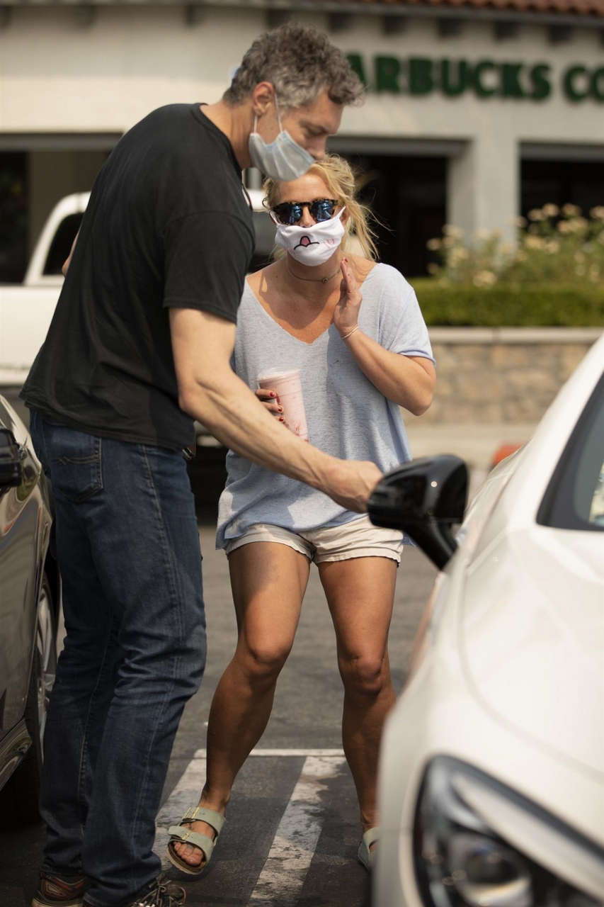 Britney Spears Wearing Mask Out Calabasas