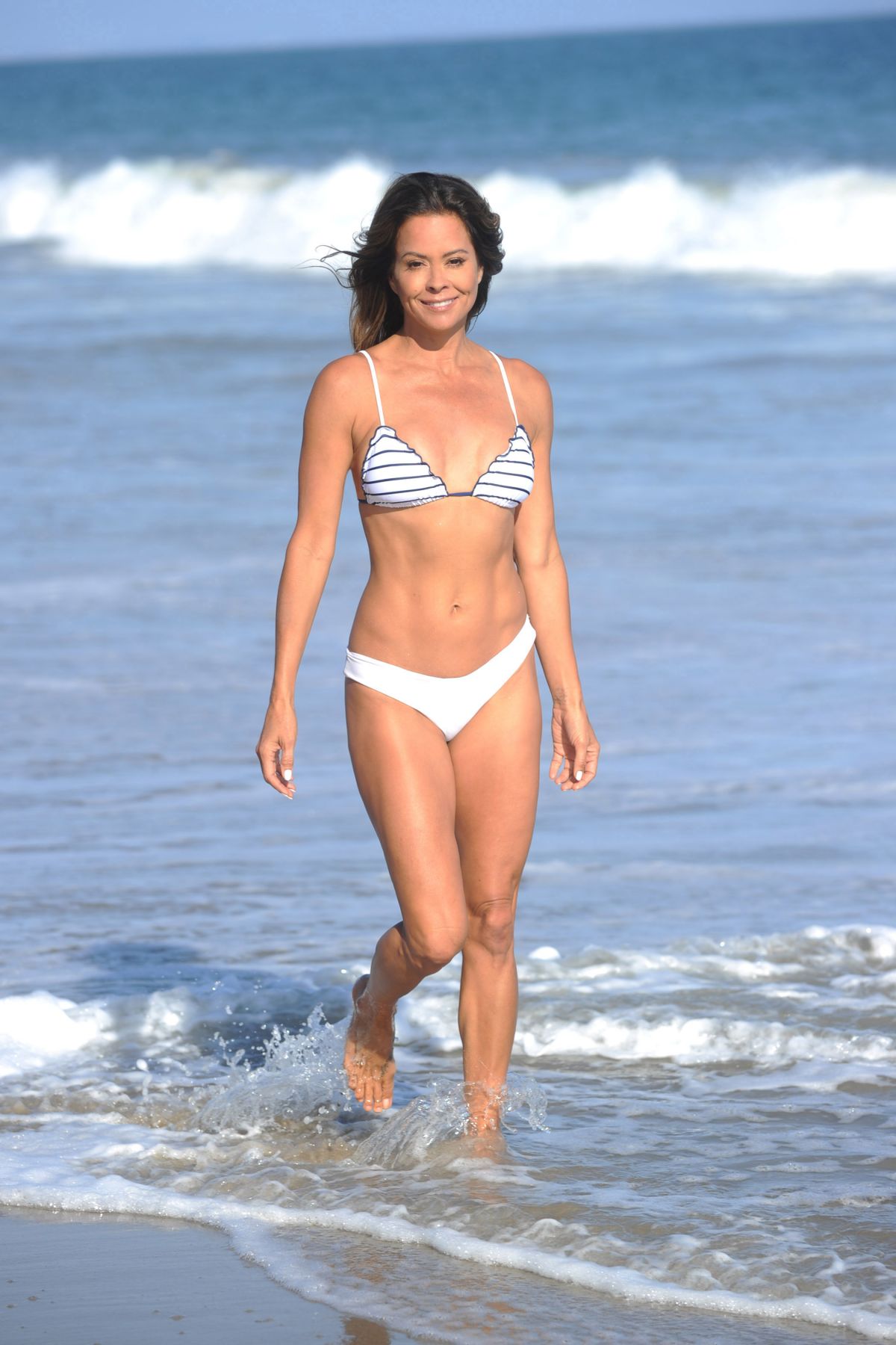 Brooke Burke Bikini Filming Her Body App Beach Malibu