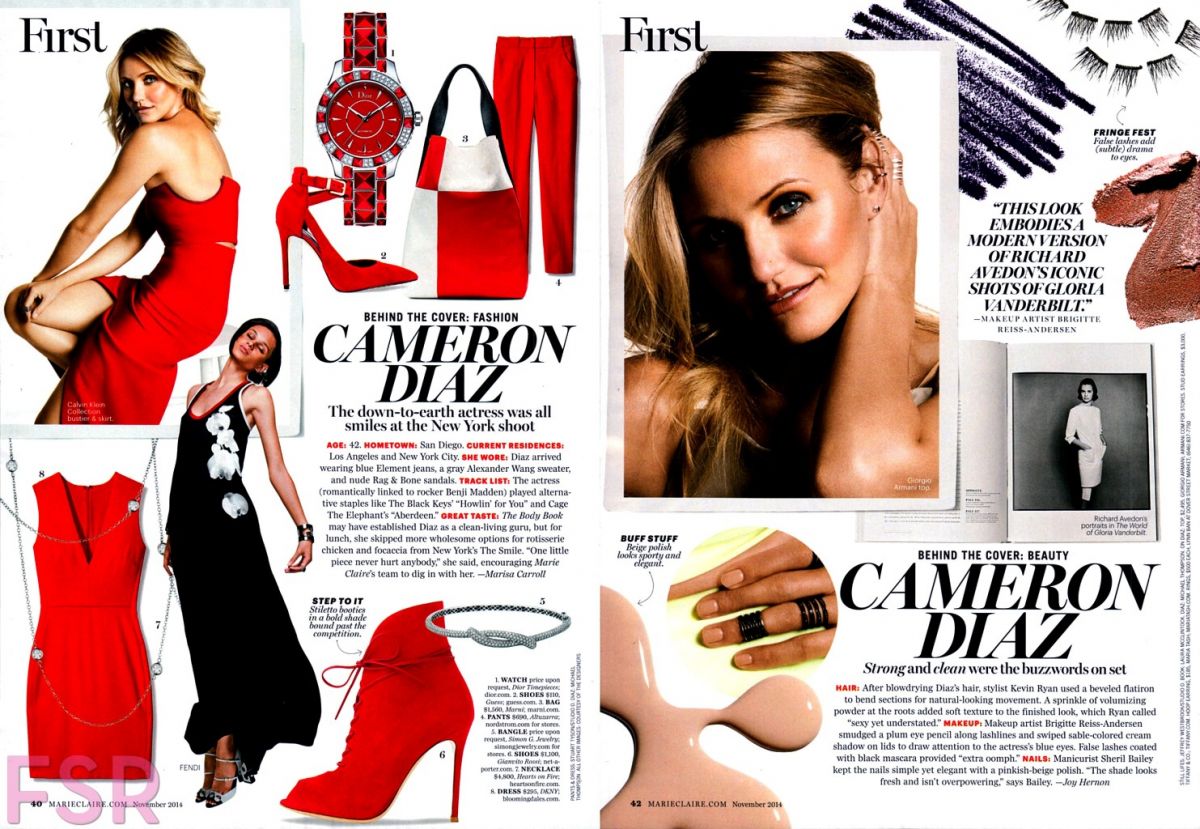 Cameron Diaz Marie Claire Magazine November 2014 Issue