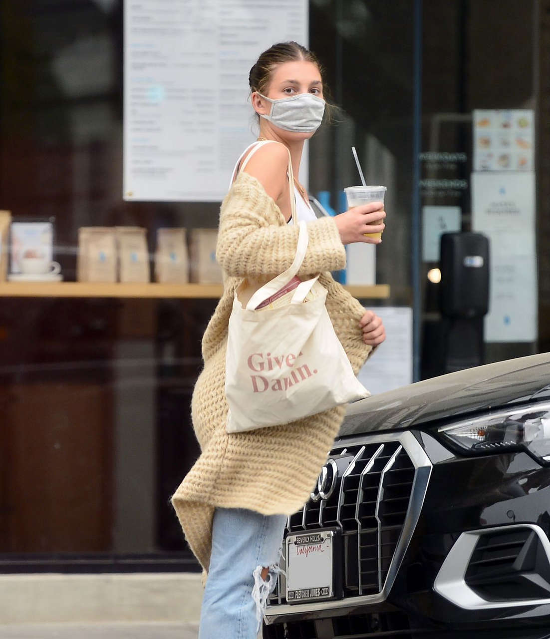 Camila Morrone Ripped Denim Out With Her Dog Los Angeles