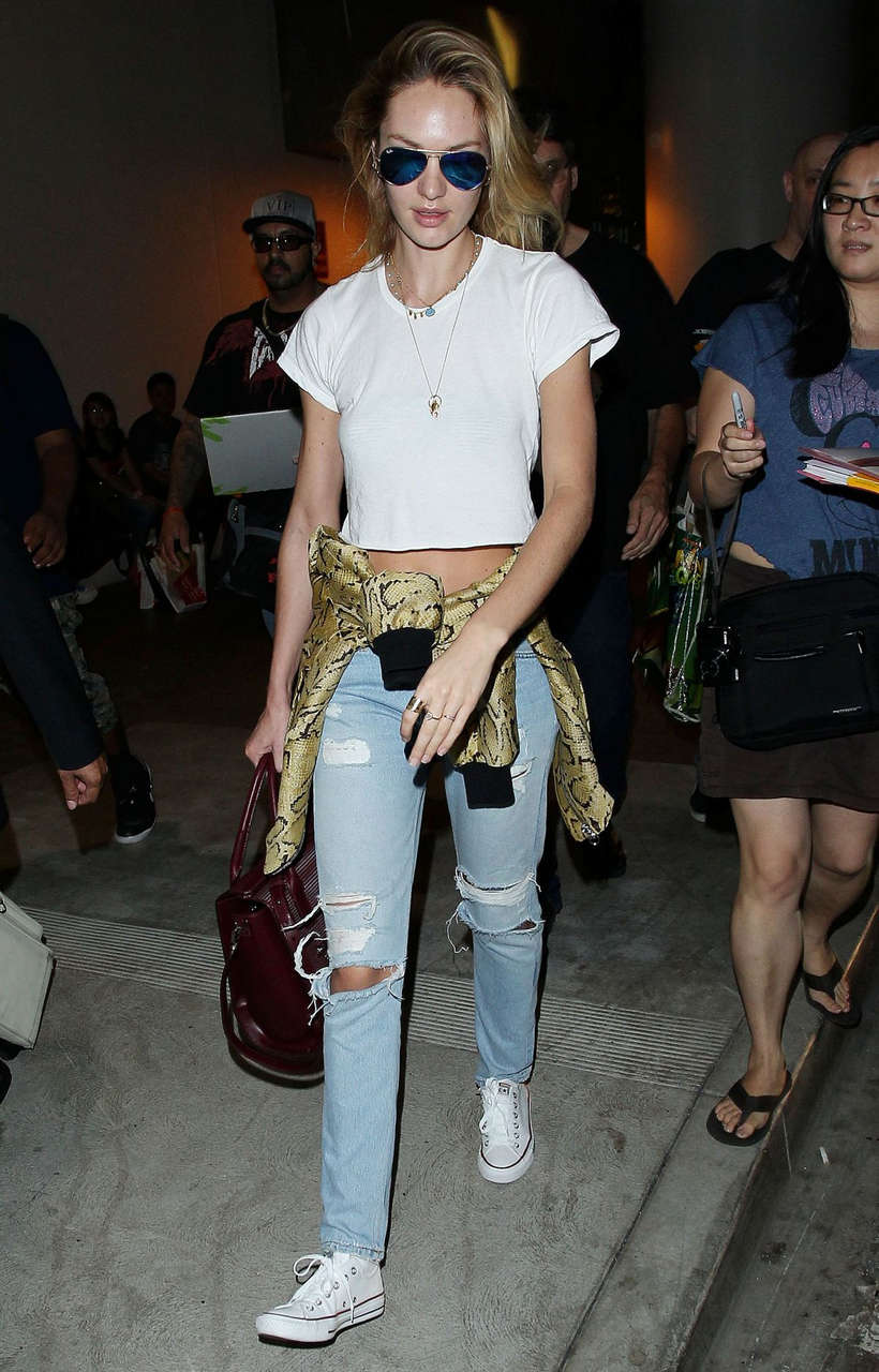 Candice Swanepoel Ripped Jeans Lax Airport