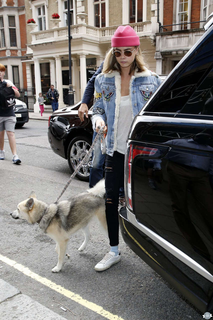 Cara Delevingne Out With Her Dog London