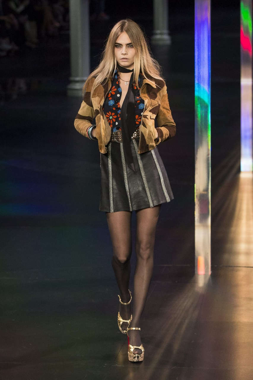 Cara Delevingne Runway Saint Laurent Fashion Show Paris