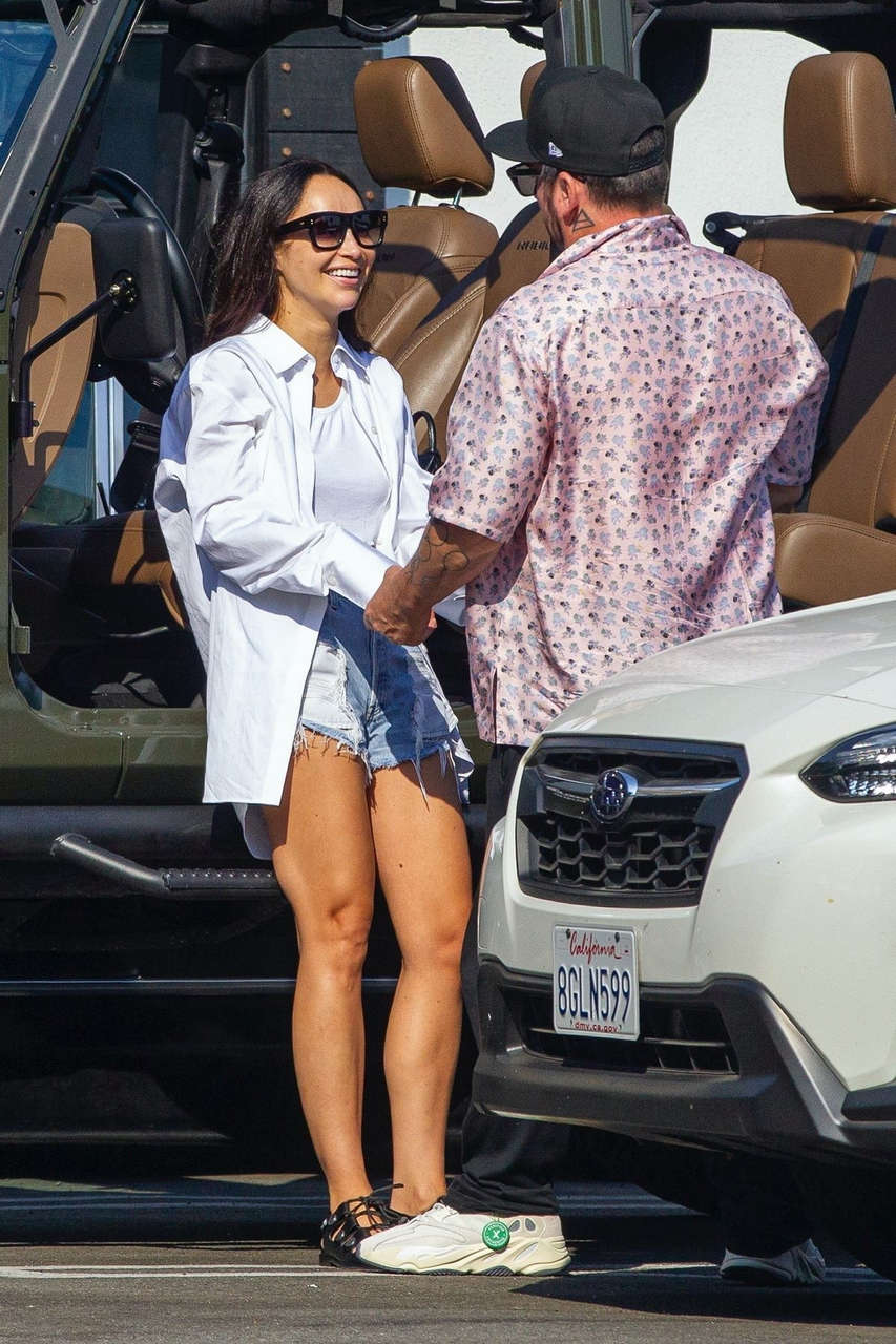 Cara Santana Denim Shorts Out Santa Monica
