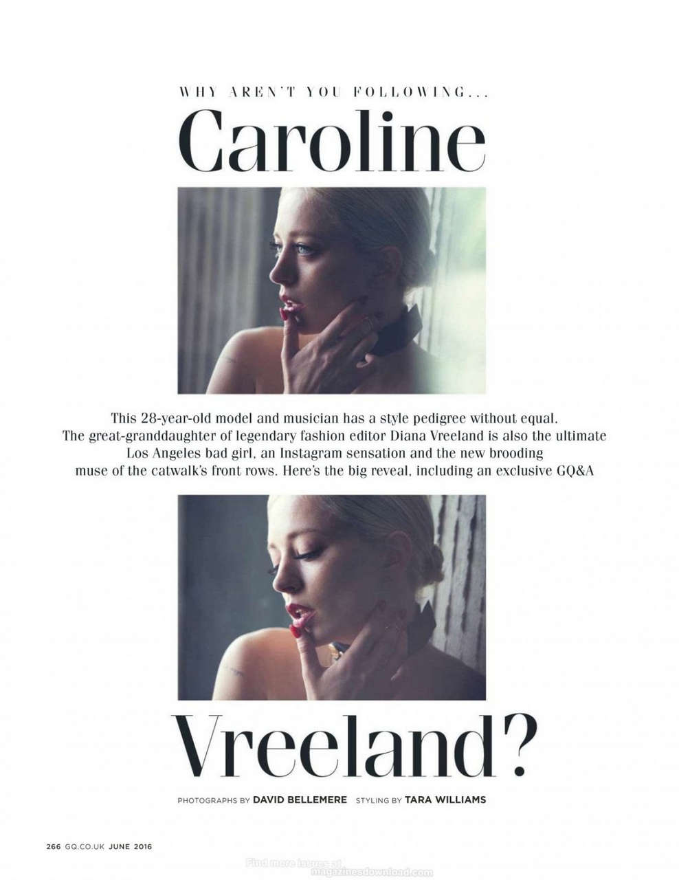 Caroline Vreeand Gq Magazine June 2016 Issue